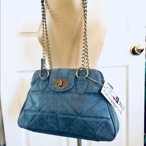 TRENDY BLUE QUILTED SHOULDER BAG